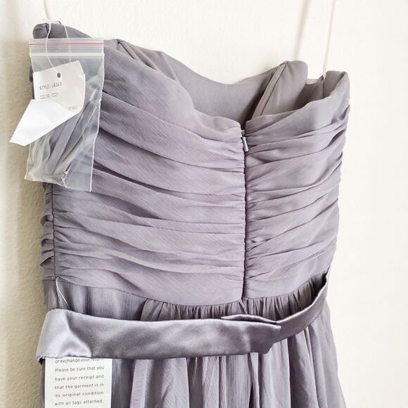 LELA ROSE grey strapless full length crinkle dress - Picture 5 of 8